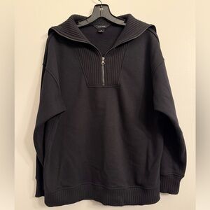 Rae mode quarter zip pullover sweatshirt, black, euc